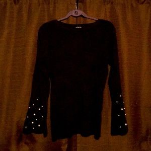 Black pearl sleeve sweater